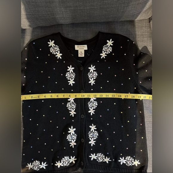 Bechamel Petites Black Sweater With Flower Design. Size PM - Picture 5 of 6